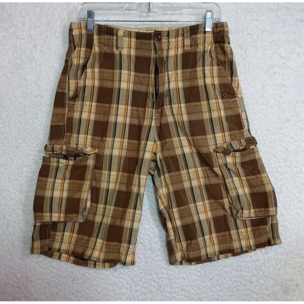 U.S. Expedition Men's Plaid Cargo Shorts 100% Cotton Size 30